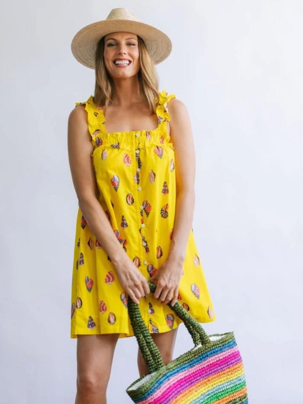 Sunshine Tienda SHELL POMPANO DRESS Yellow Size Large